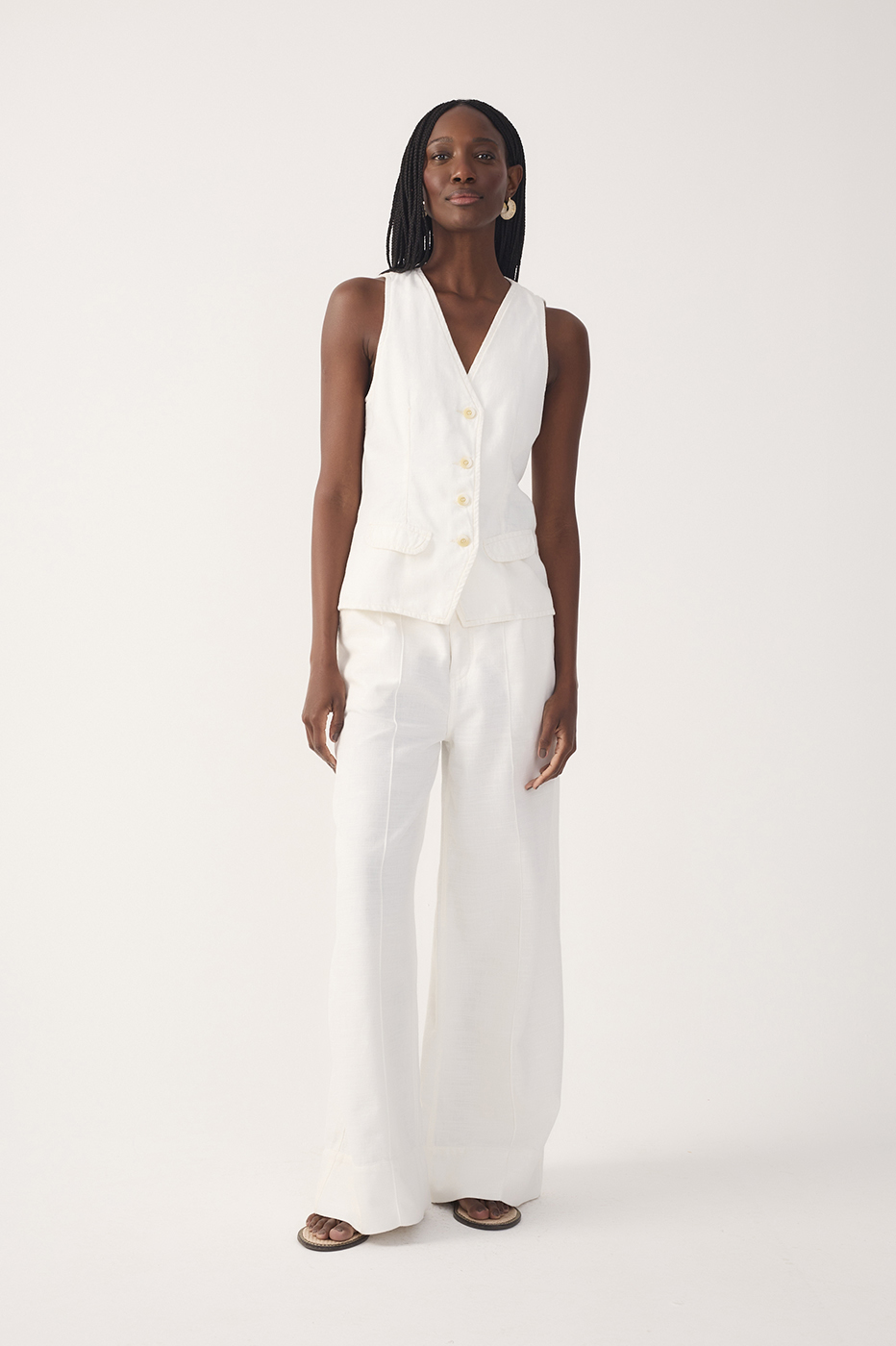 Off-White Topstitching Linen Twill Pants_2