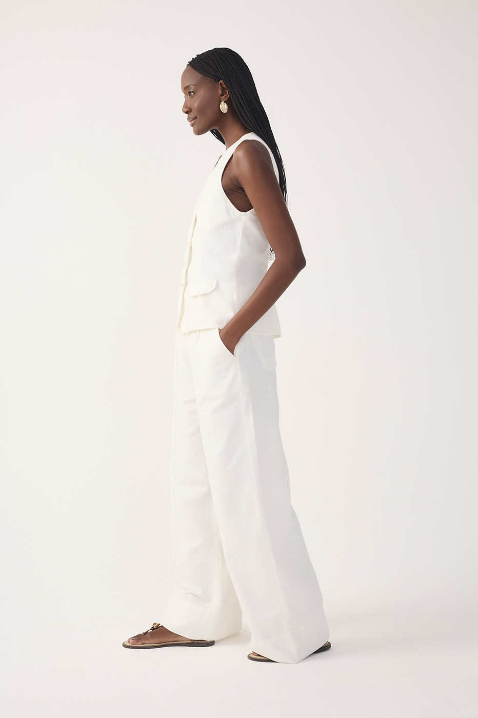 Off-White Topstitching Linen Twill Pants_3