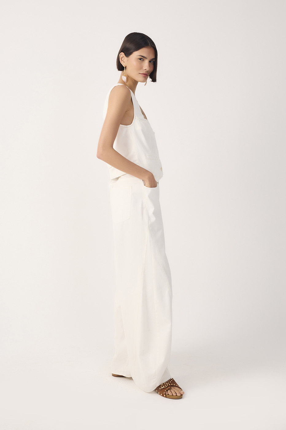 Off-White Topstitched Flared Twill Pants_3