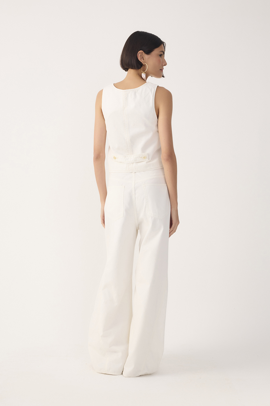 Off-White Topstitched Flared Twill Pants_6
