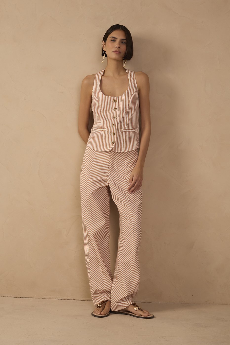 Red Stripes Barrel Twill Pants_1
