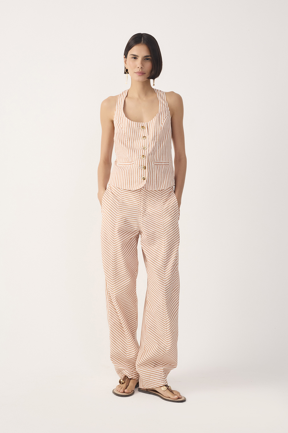 Red Stripes Barrel Twill Pants_2