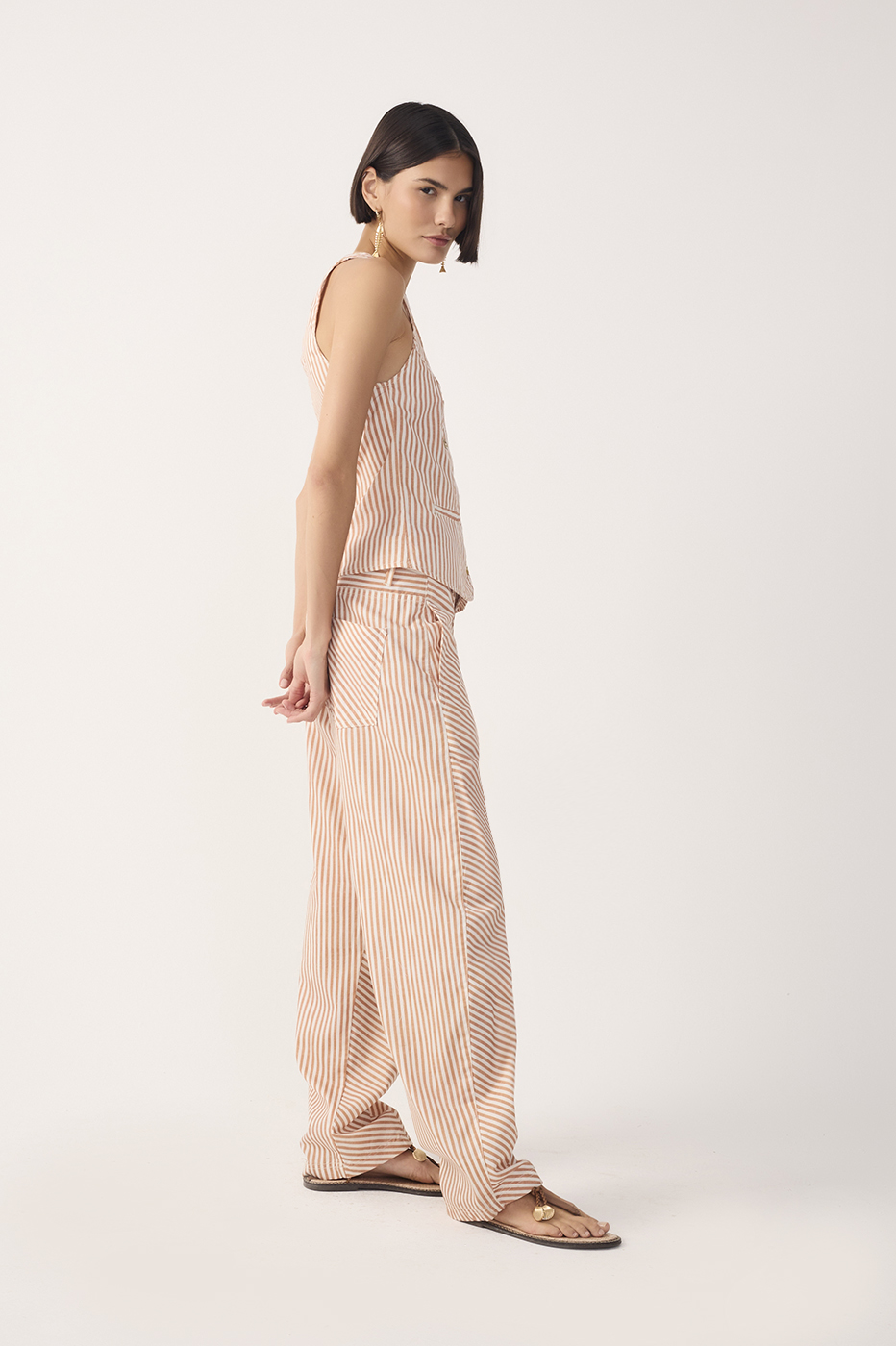 Red Stripes Barrel Twill Pants_3