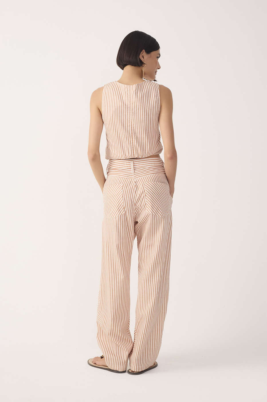 Red Stripes Barrel Twill Pants_6