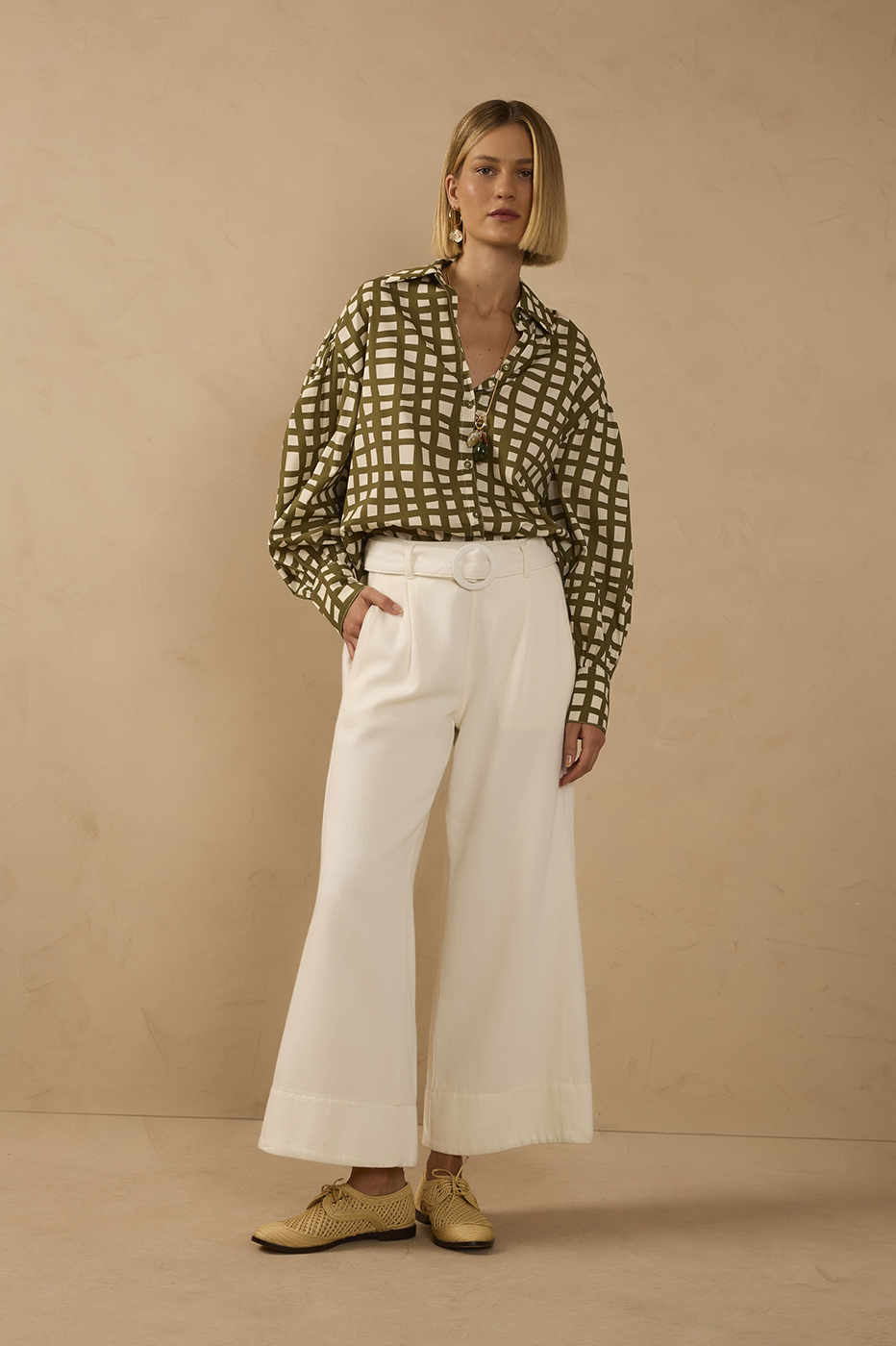 Off-white Belt Pockets Wide-leg Twill Pants_1