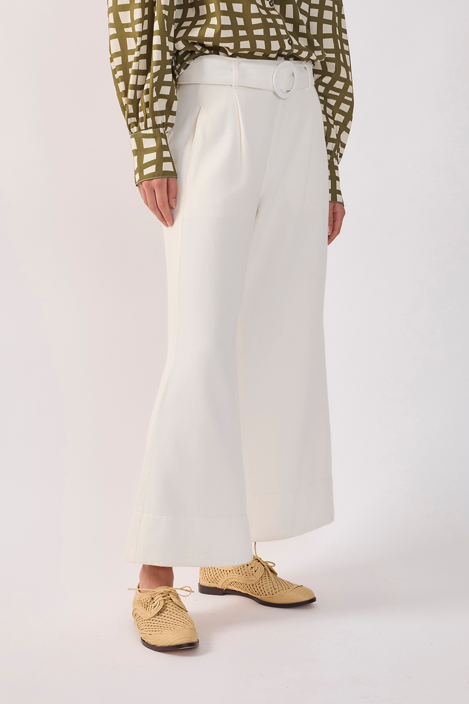 Off-White Belt Wide-Leg Twill Pants_3