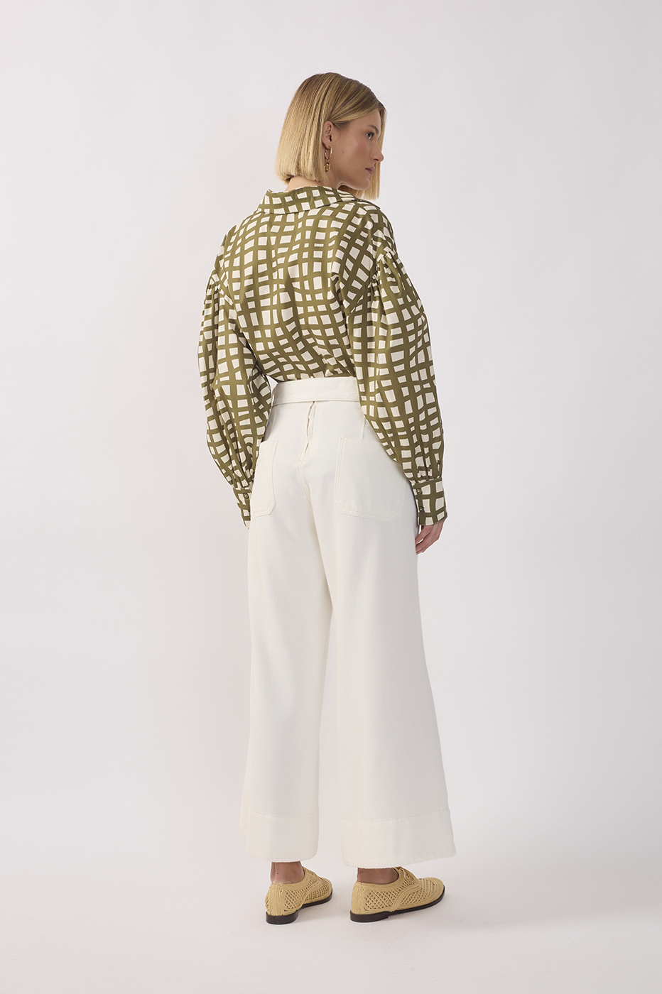 Off-White Belt Wide-Leg Twill Pants_5