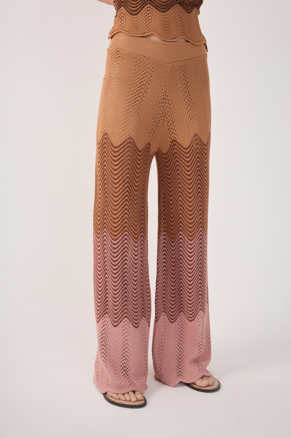Multicolor Wide-Leg Tricot Pants