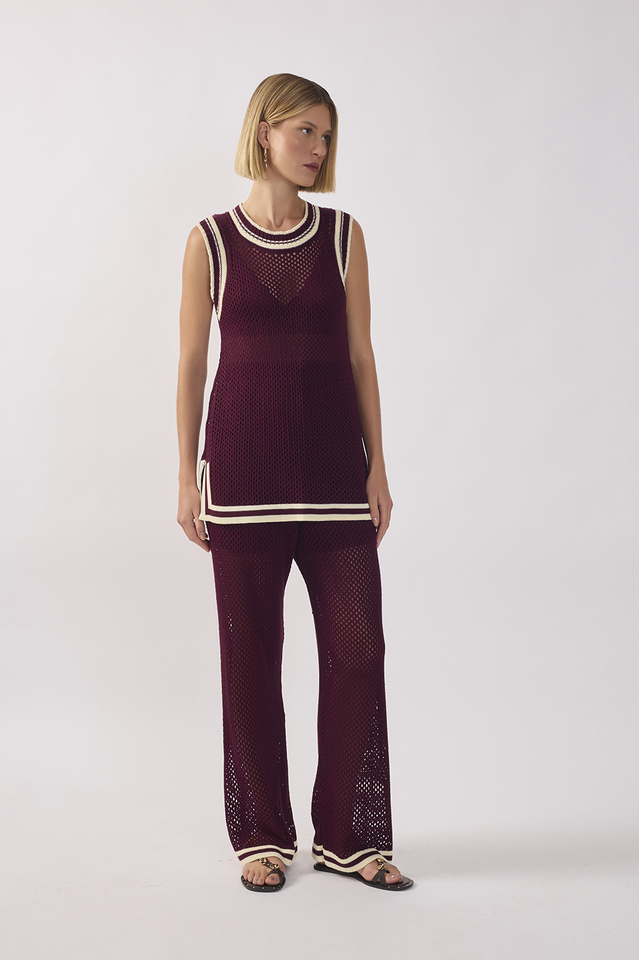 Wine Outono Elastic Waist Tricot Pants_2
