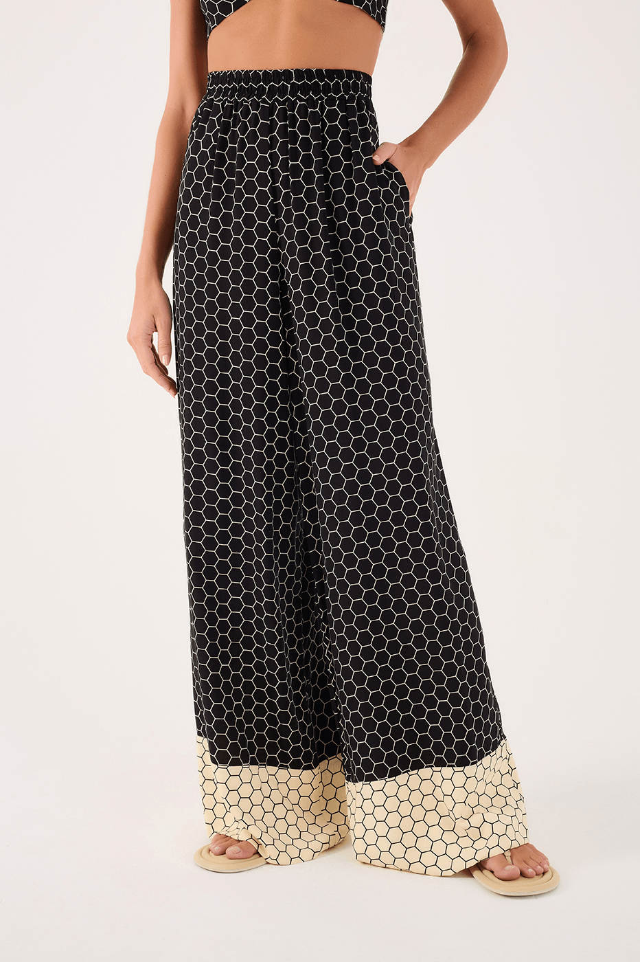 Wide Leg Pant In Honey Print_3