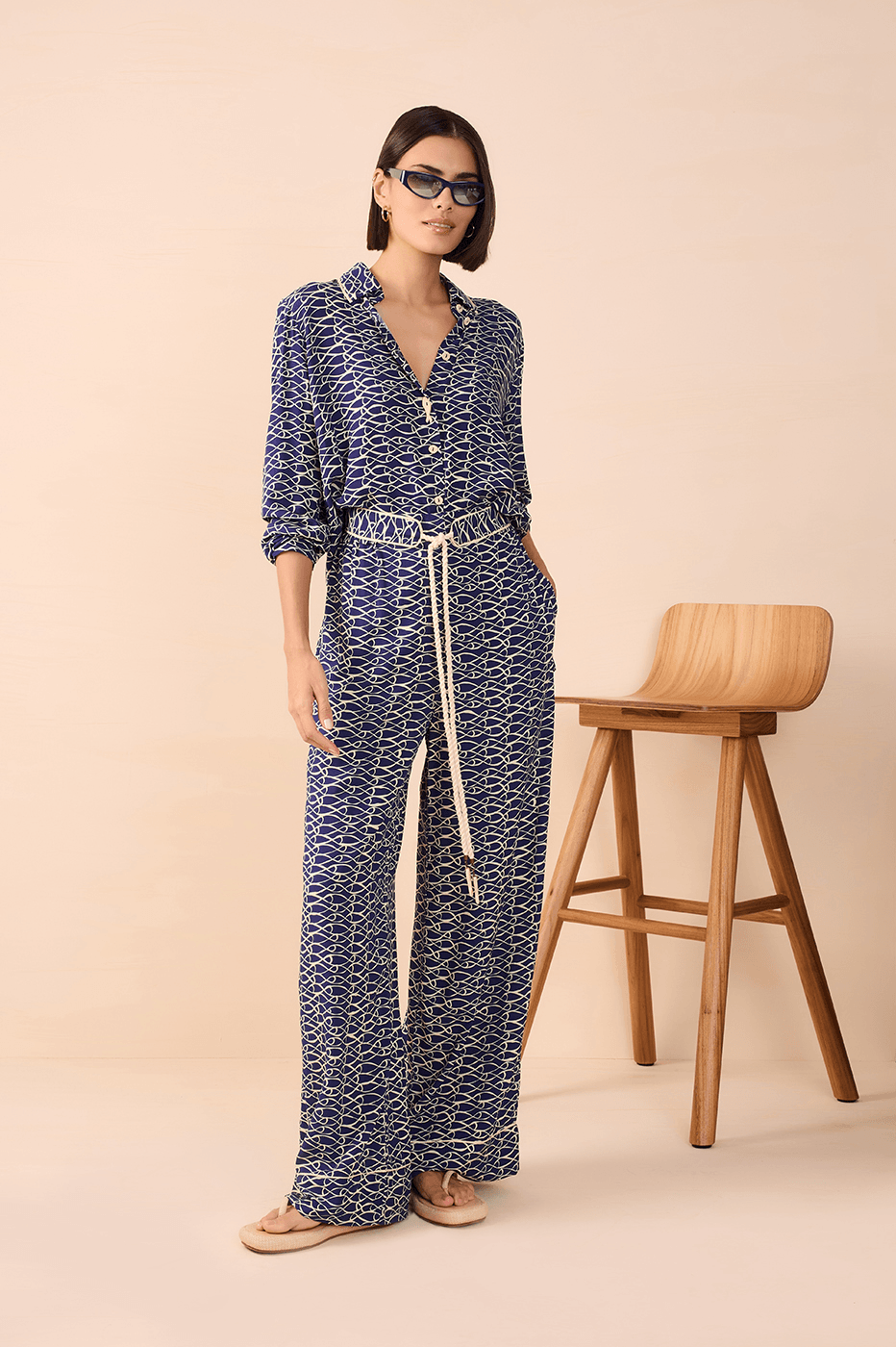 Rede Print Wide-Leg Pants_1