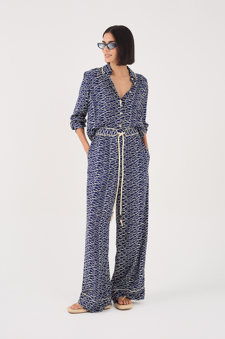 Rede Print Wide-Leg Pants_2