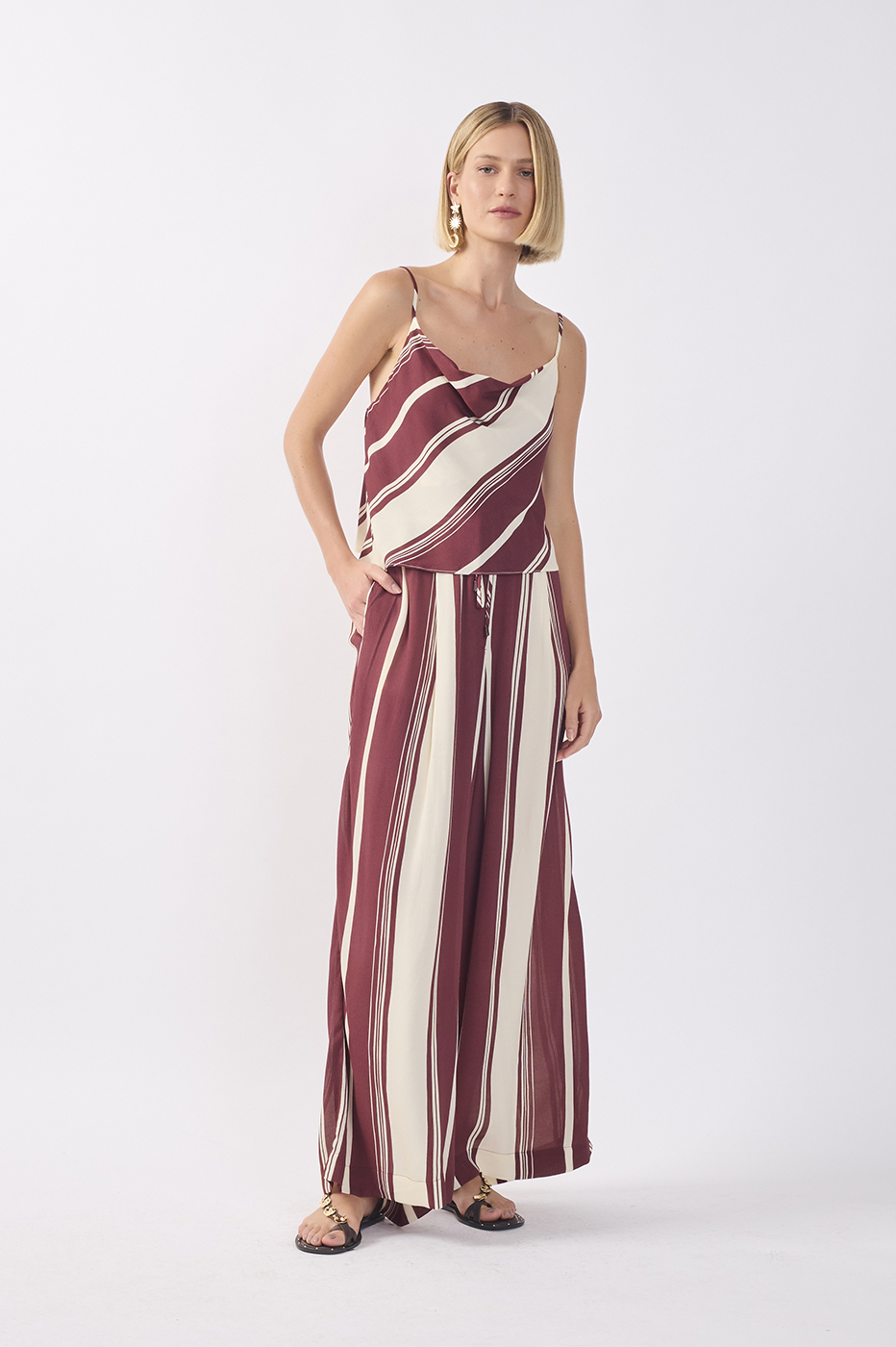 Off White Stripes Solene Wide-leg Viscose Pants_2
