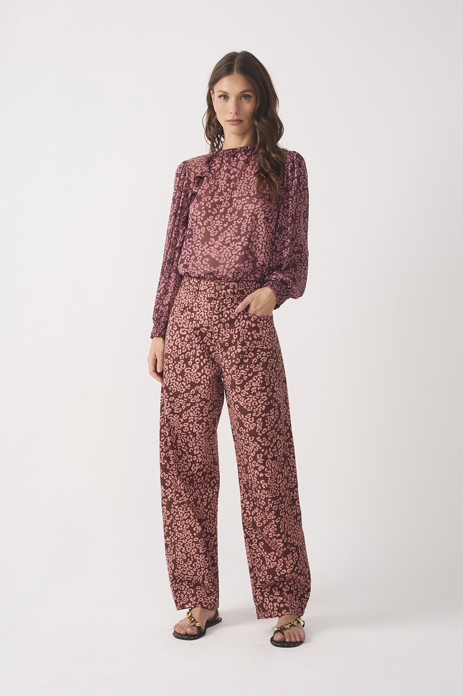 Brown Felina Pockets Twill Pants_2