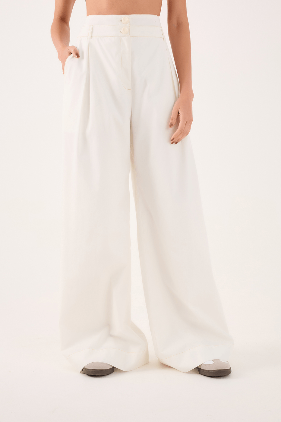 Double-Waistband Tailored Pants