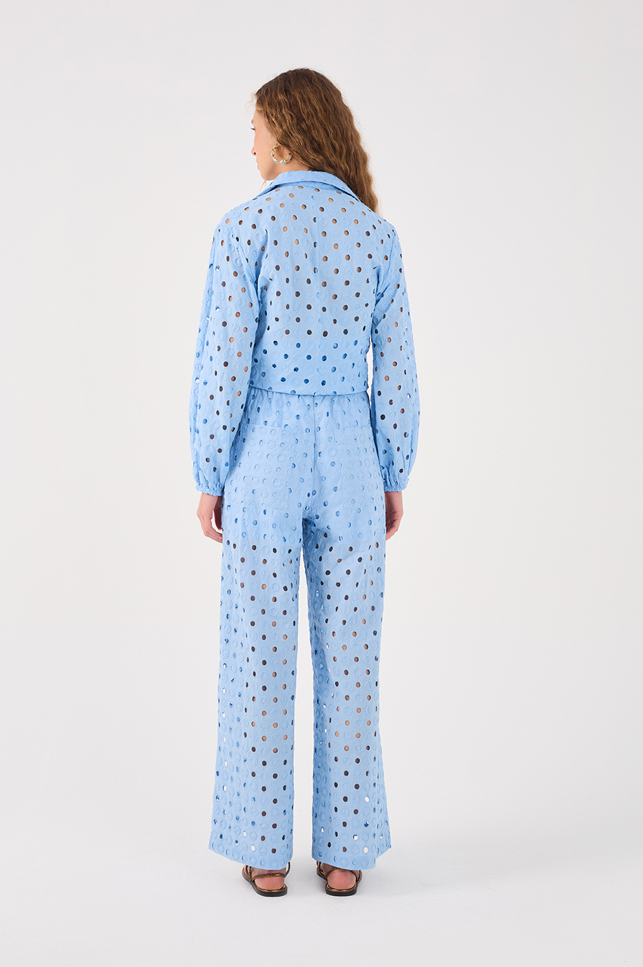 Eyelet Wide Leg Pants_4