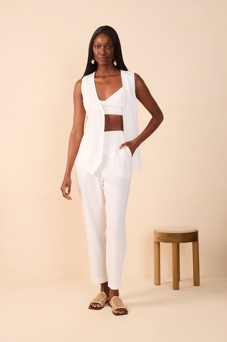 Off white Linen Pleated Pants_1