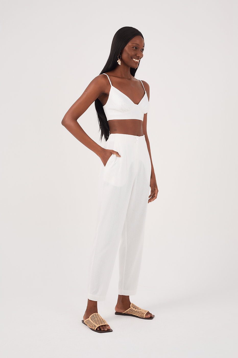 Off white Linen Pleated Pants_2