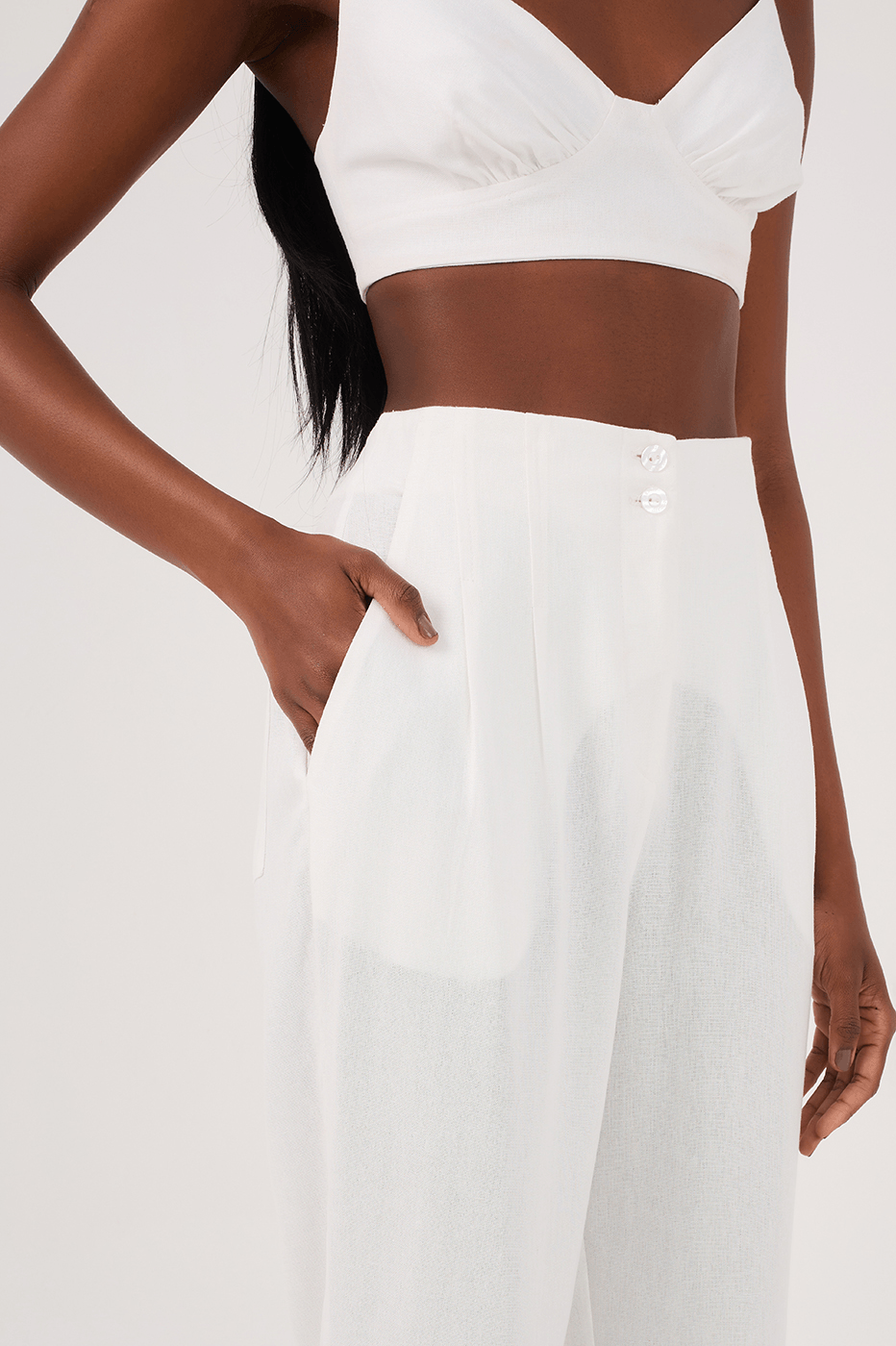 Off white Linen Pleated Pants_3