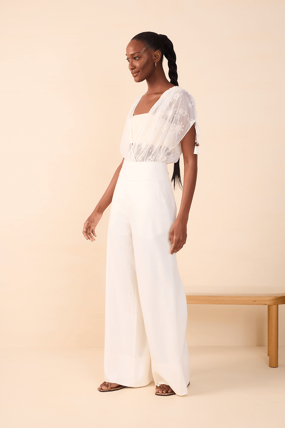 Off-White Linen Wide-Leg Pants_1