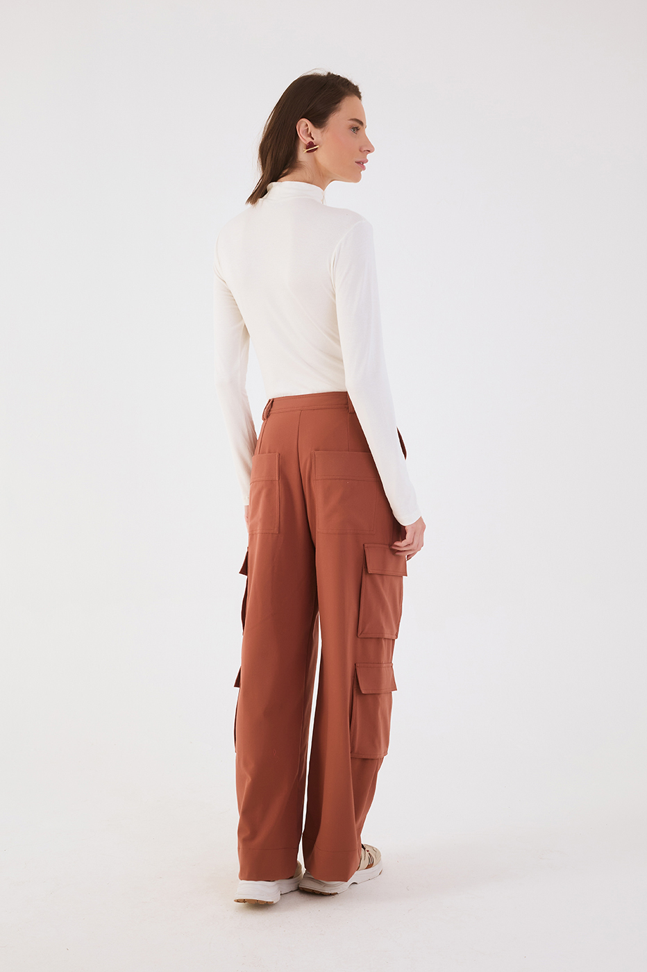 Brown Mate Belt Loops Pockets Cargo Pants_5