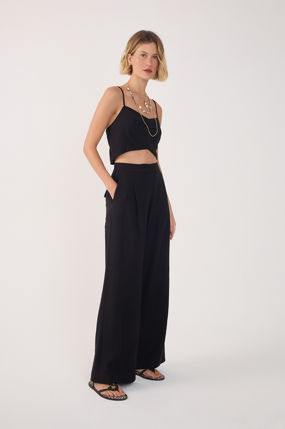 Pleated Lapel Pocket Pants_2