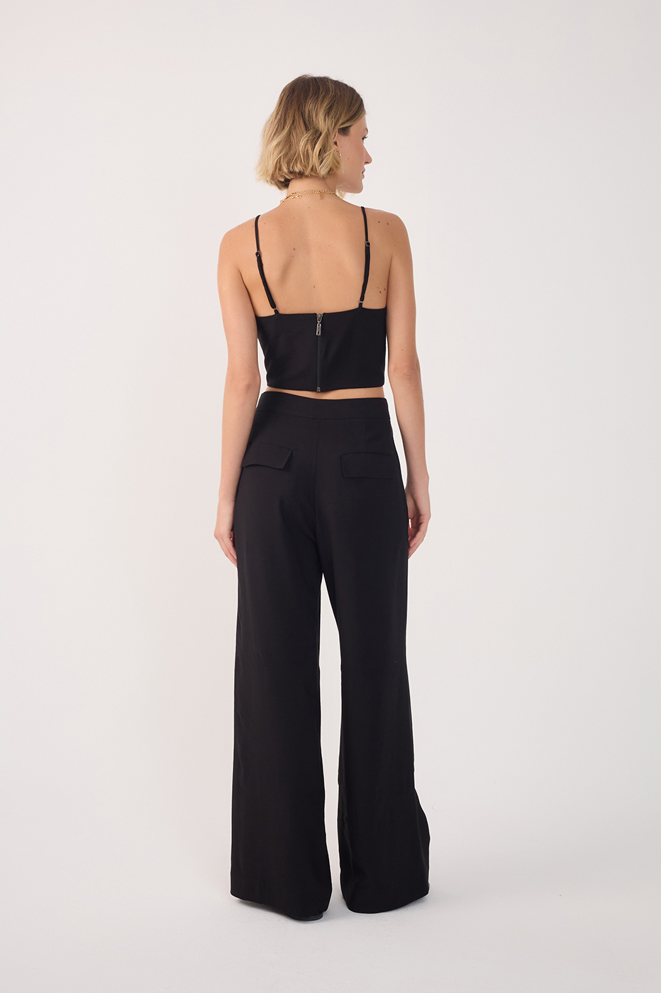 Pleated Lapel Pocket Pants_5
