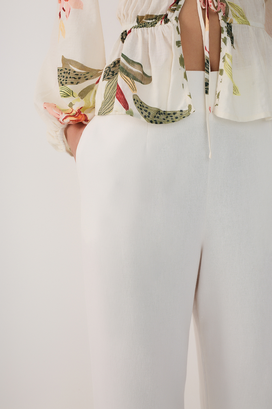 Straight Linen Ruffle Hem Pants_5