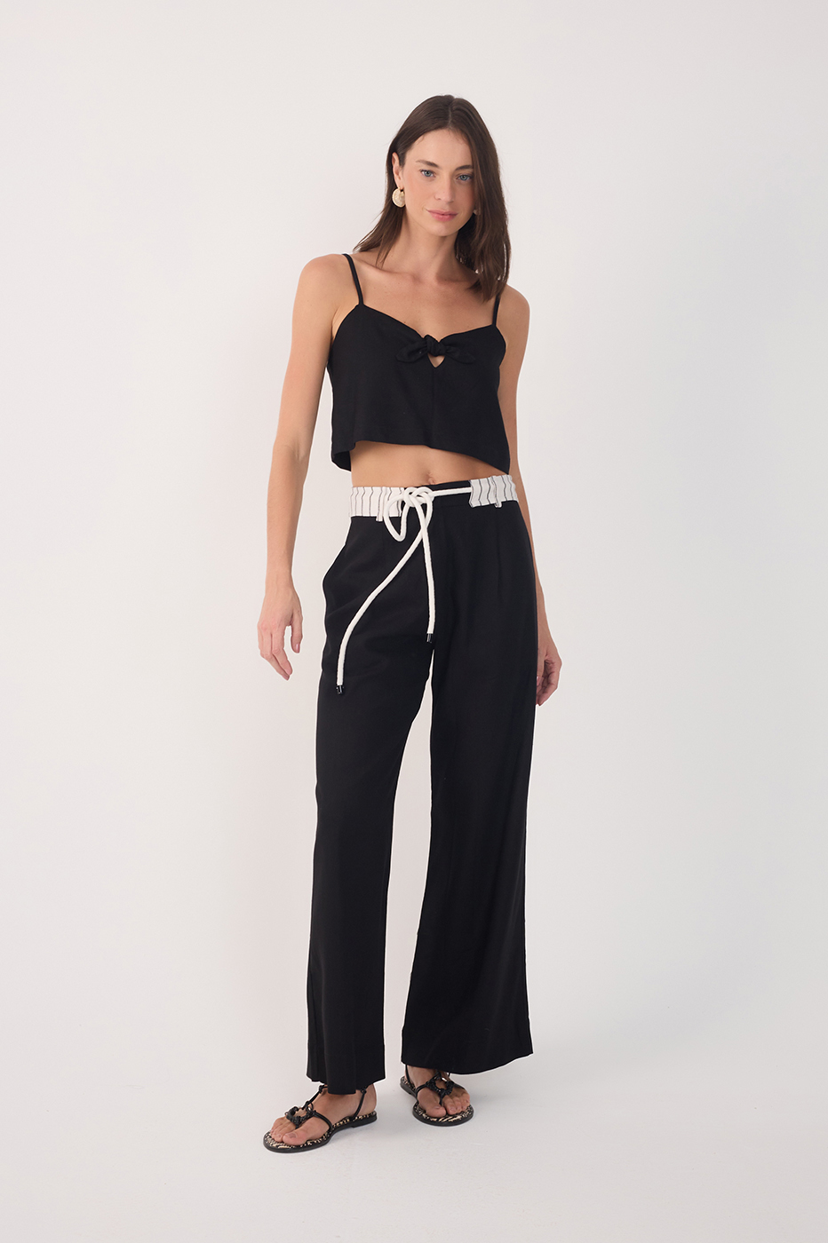 Linen Striped Waistband Pants_2