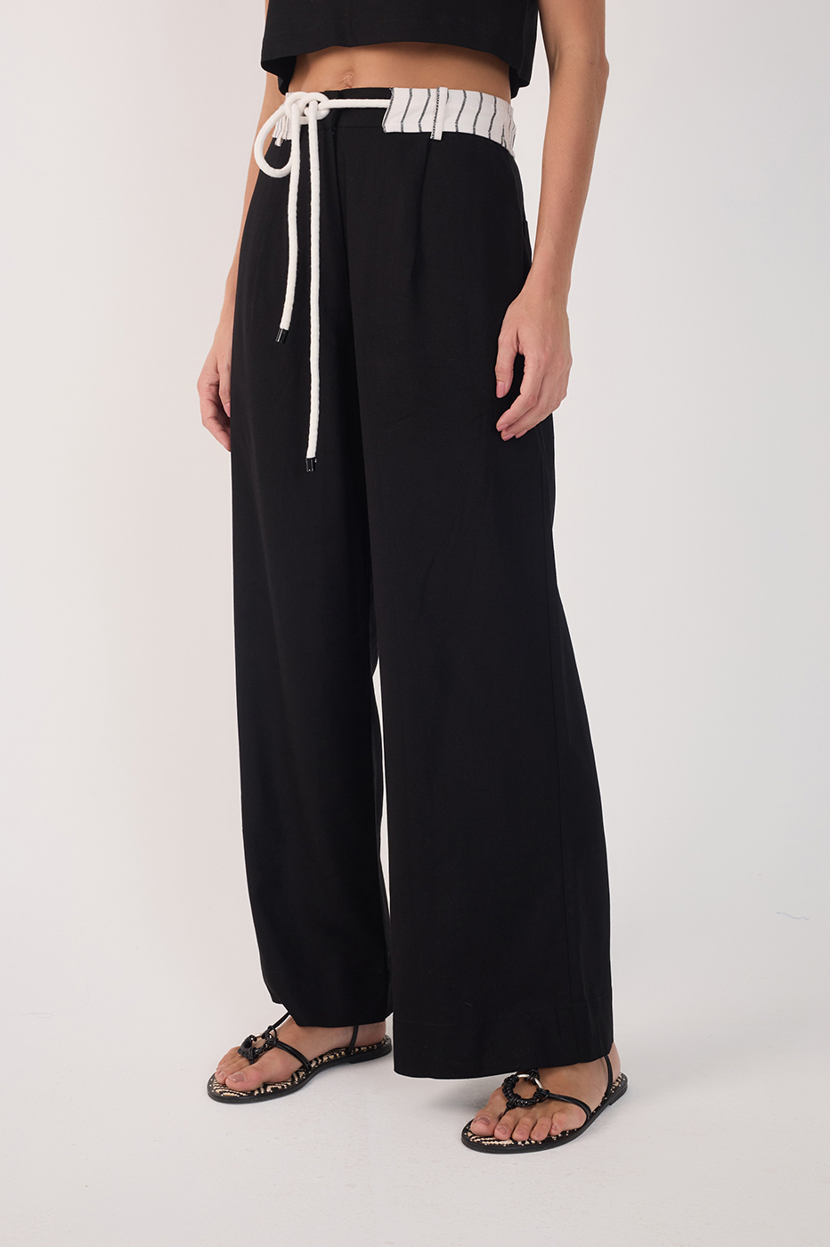 Linen Striped Waistband Pants_3