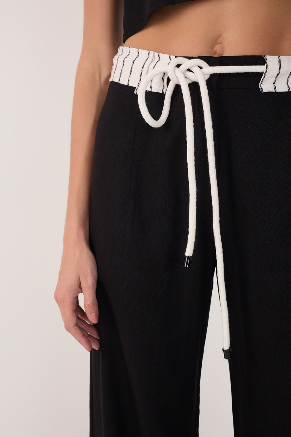 Linen Striped Waistband Pants