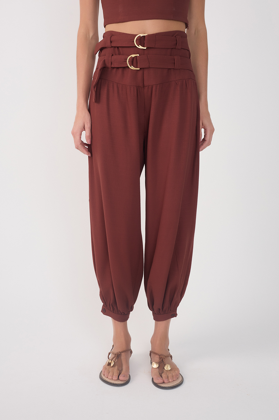 Wide Yoke Buckles Pants