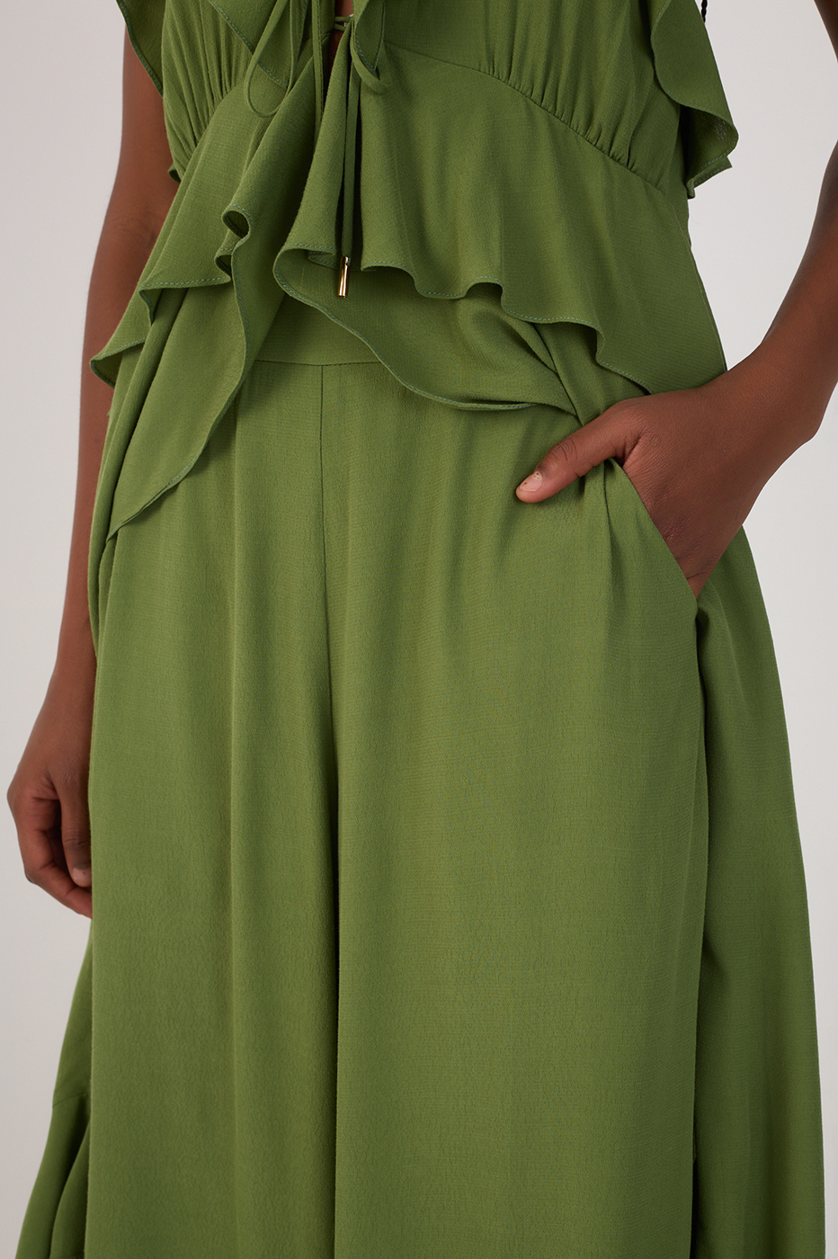 Green Coco Wide-Leg Crepe Pants_4