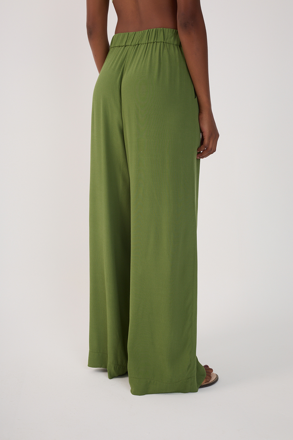 Green Coco Wide-Leg Crepe Pants_5