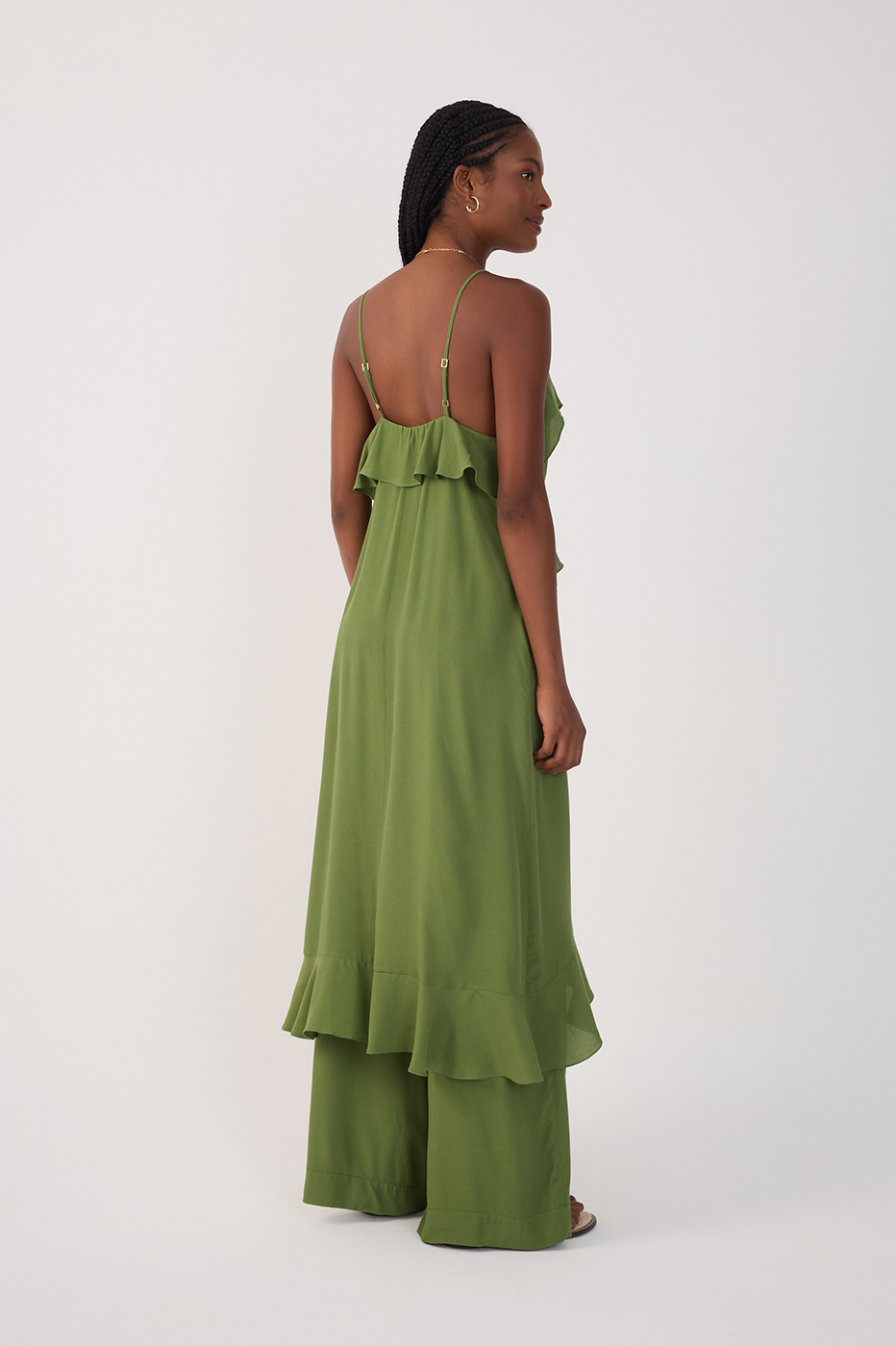 Green Coco Wide-Leg Crepe Pants_6