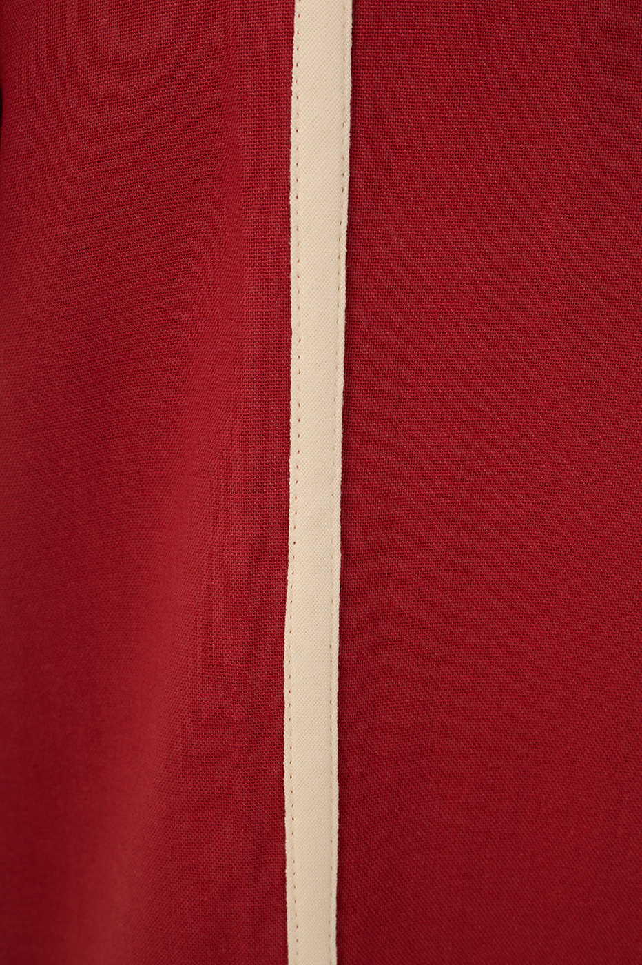 Red Rope Belt Pockets Pleats Linen Pants_7