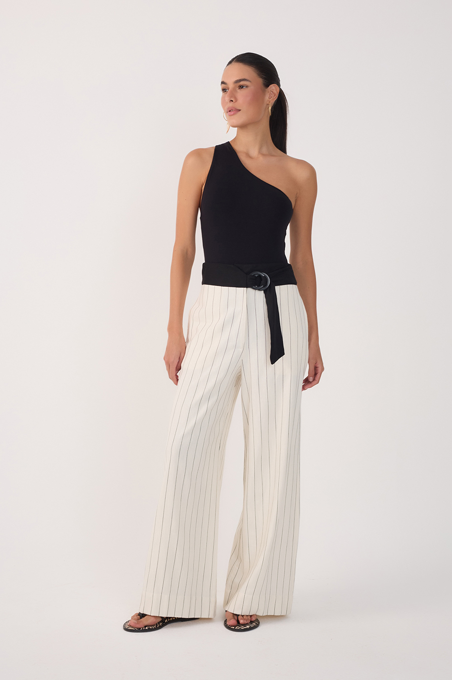 Off-White Stripes Belted Wide-Leg Pants_2