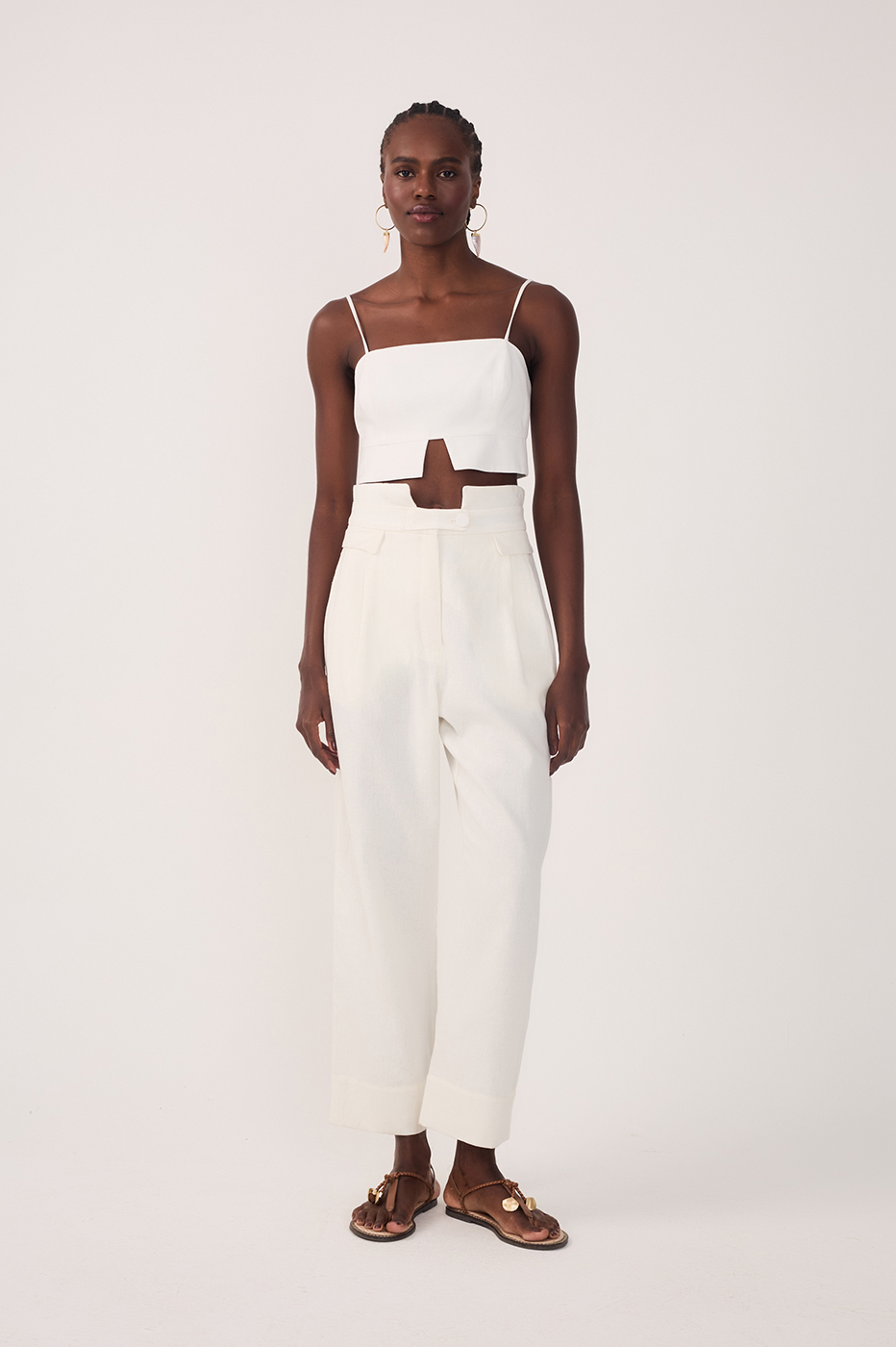Linen Yoke Waistband Pants_2