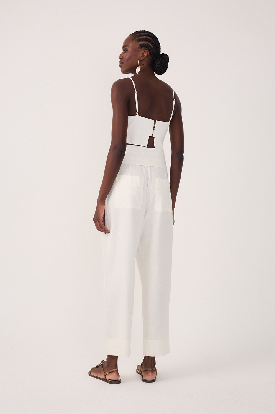 Linen Yoke Waistband Pants_5