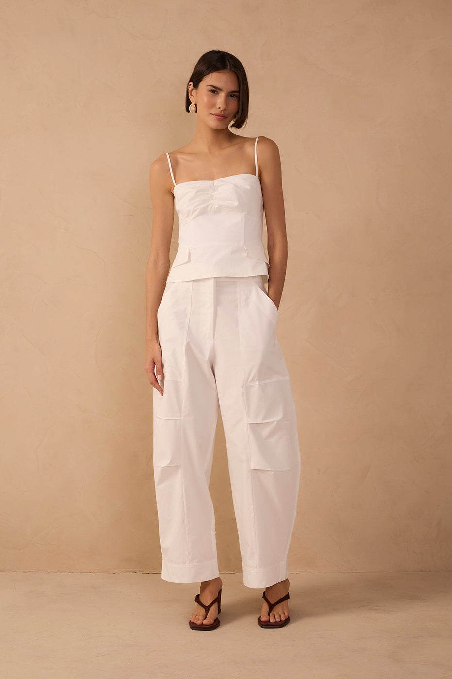 Cotton Pleated Leg Pants_1