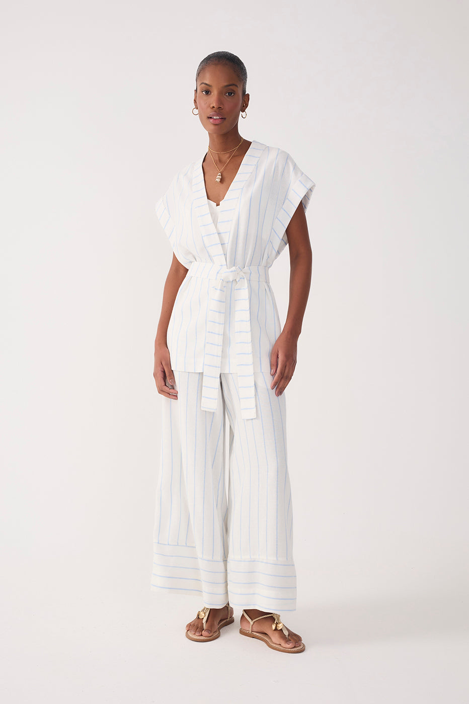 Off-White Stripes Wide-Leg Linen Pants_2