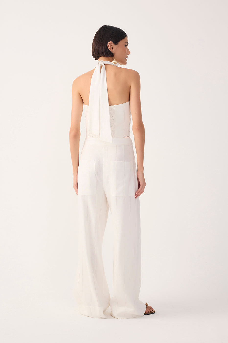 Off-White Pleated Lurex Stripes Linen Pants_6