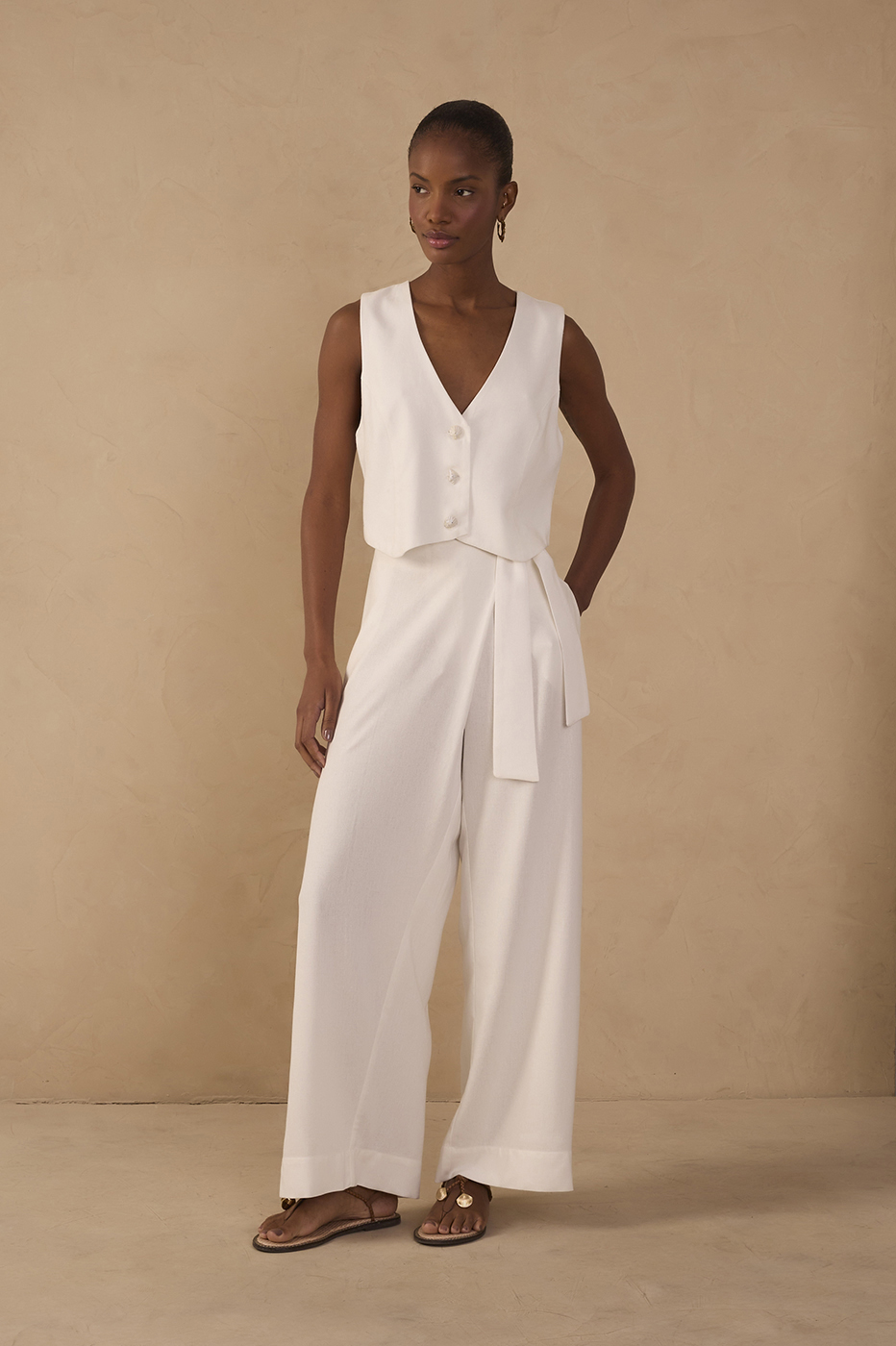 Off-White Wrap Wide-Leg Linen Pants_1