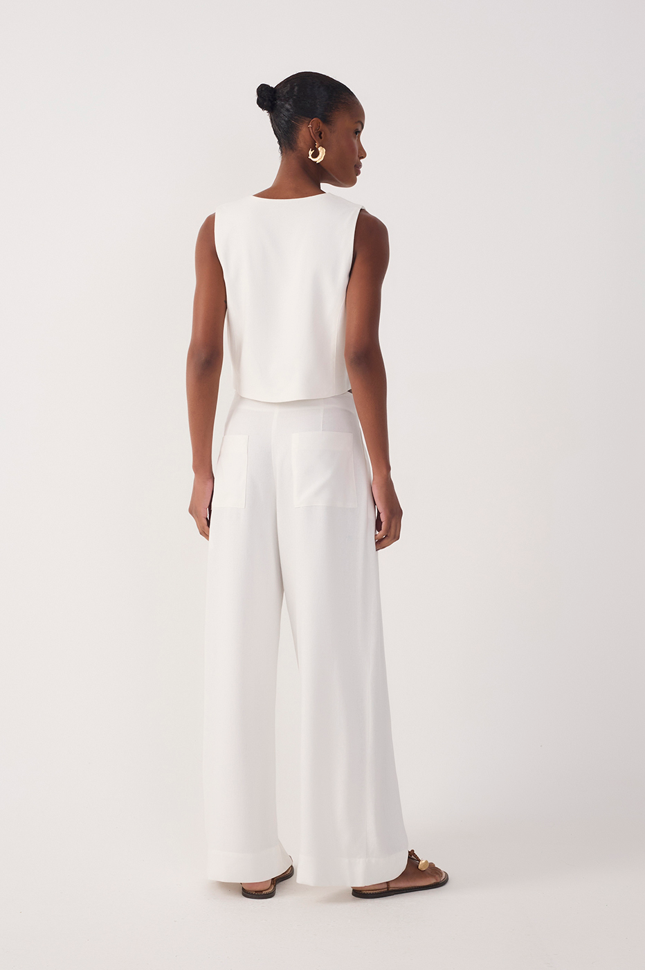 Off-White Wrap Wide-Leg Linen Pants