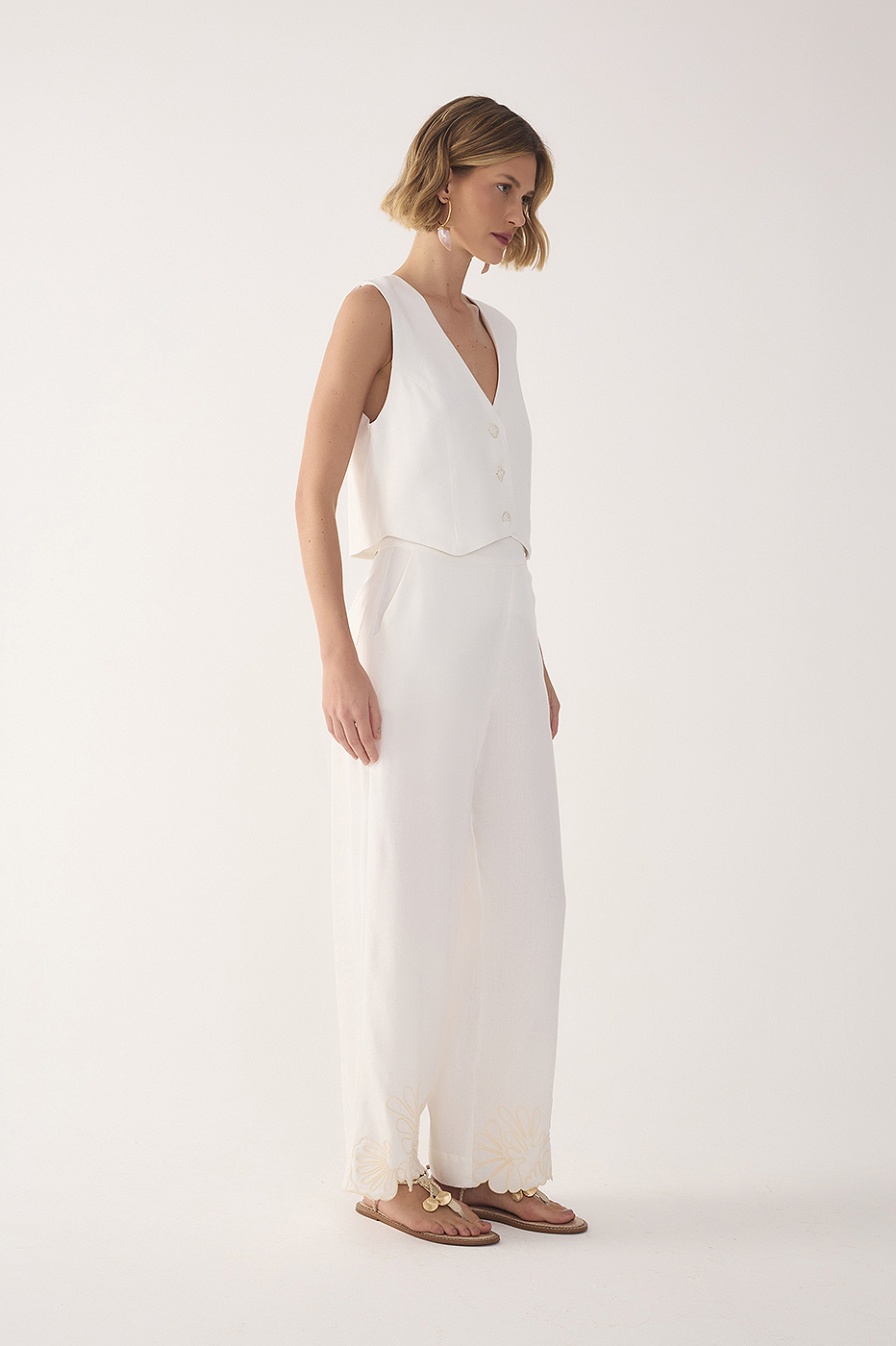 Embroidered Linen Bar Pants_3