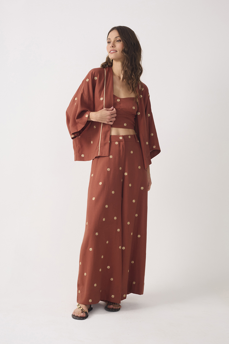 Lurex Embroidered Pockets Linen Pants_2