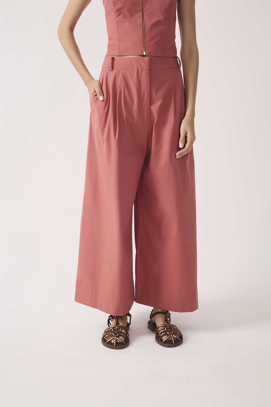Pockets Wide-Leg Linen Pantacourt Pants_4
