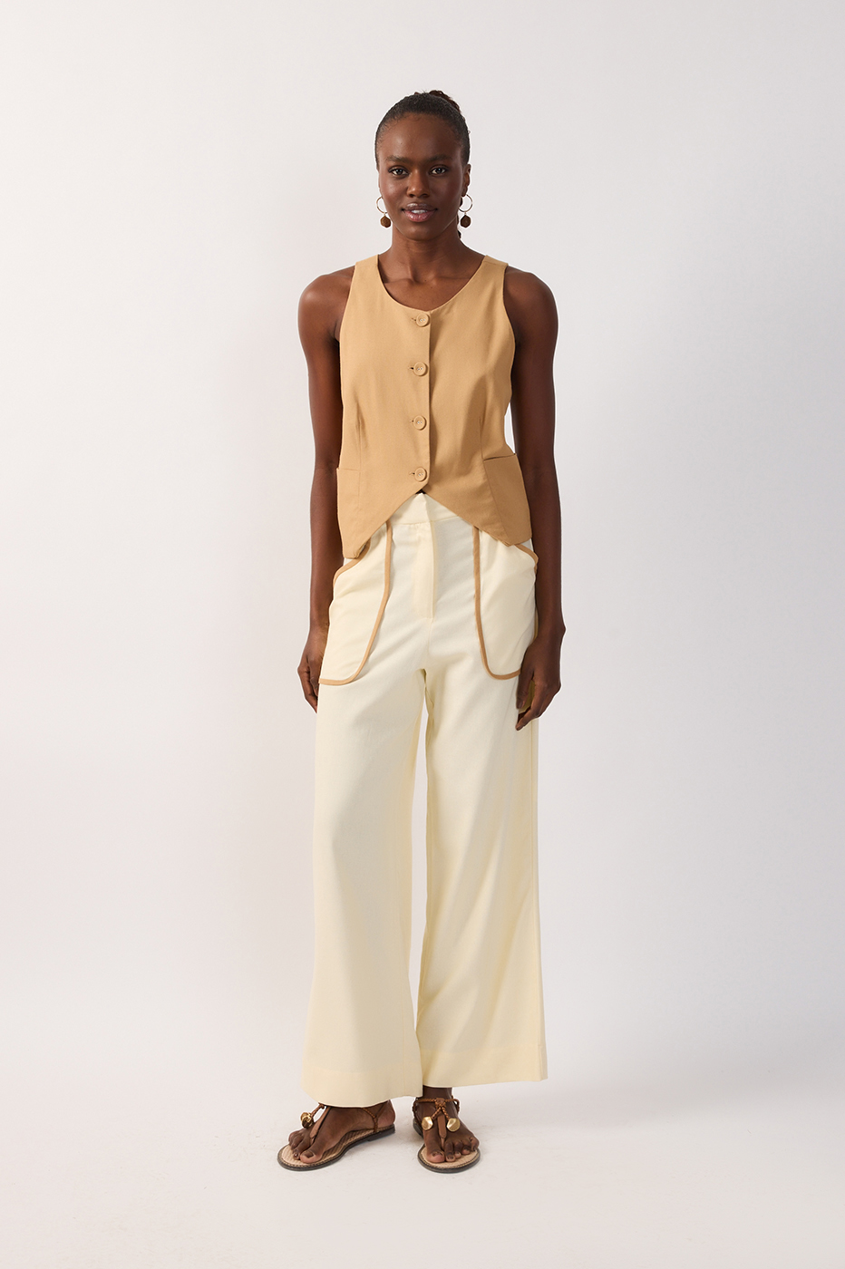 Off-White Trim Detail Pocket Linen Pants_2