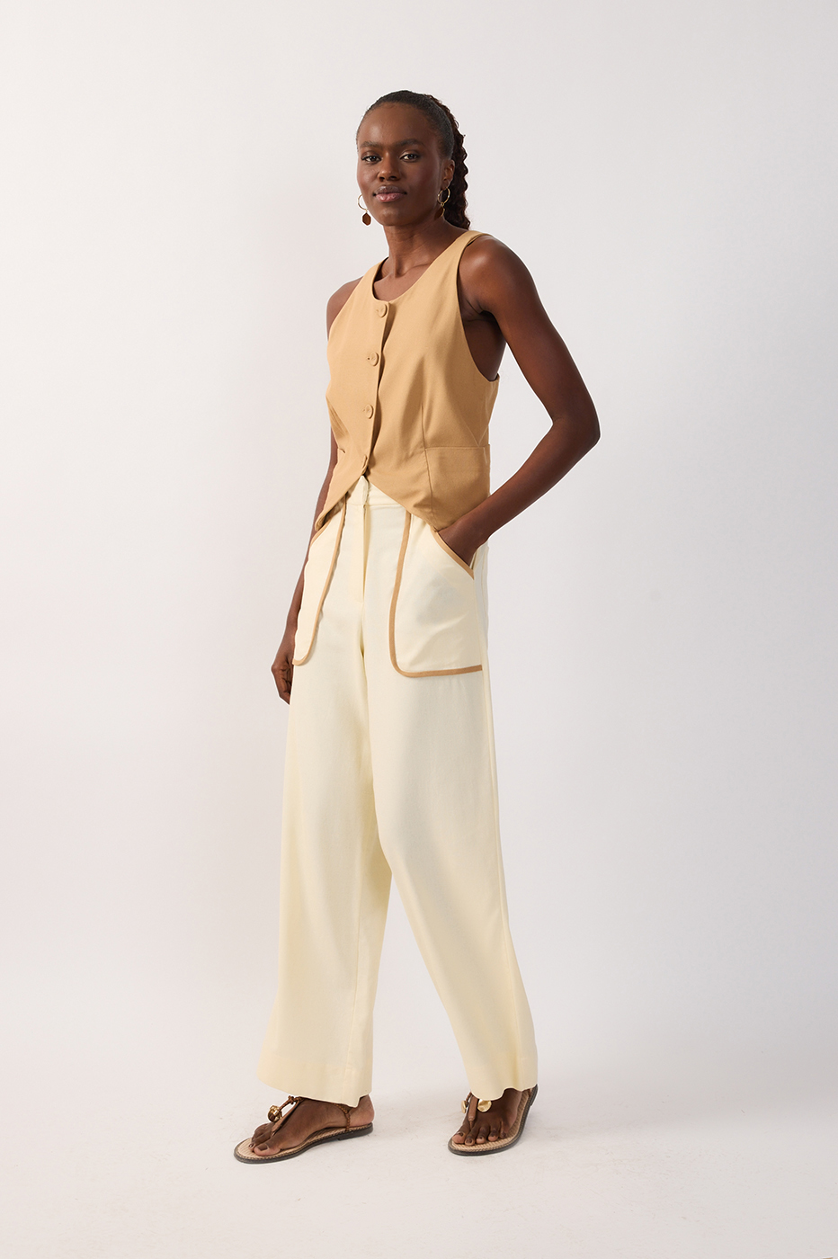 Off-White Trim Detail Pocket Linen Pants_3