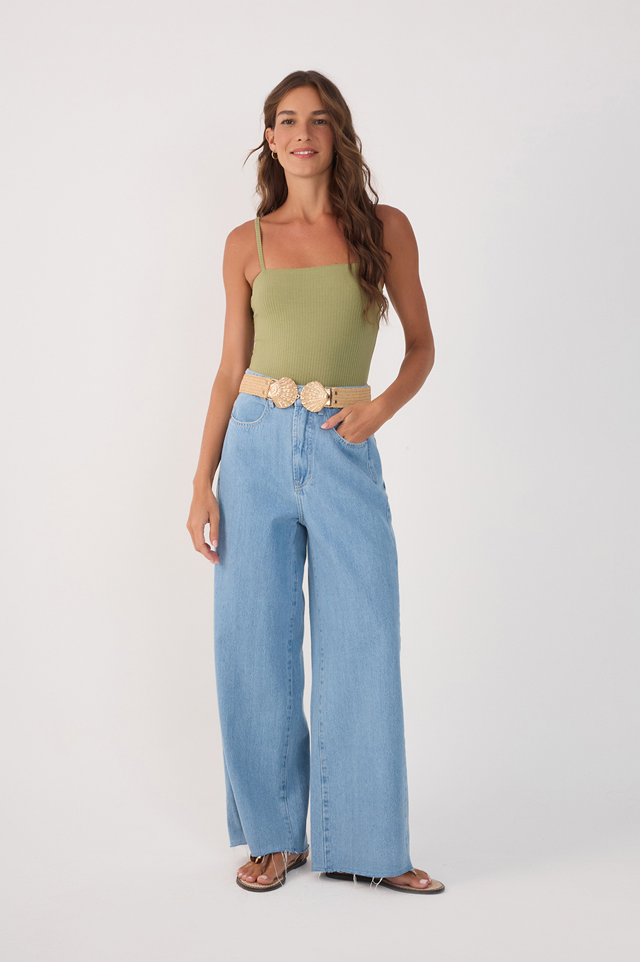 Light Denim Pockets Straight Pants_2